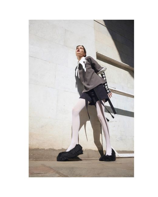 Julia Allert Gray Semi-Formal Blouse With Double Contrasting Details