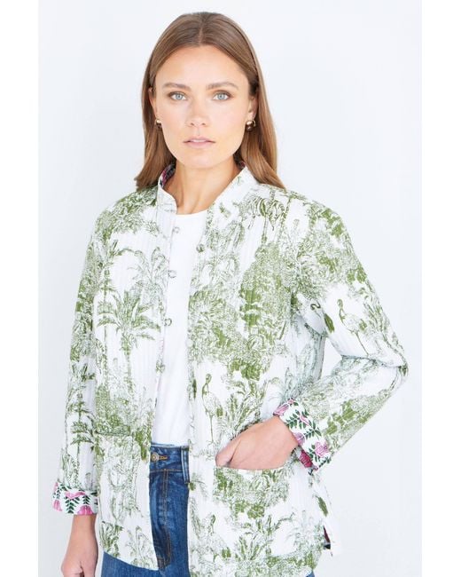 Yumi' Green Reversible Cotton Quilted Jacket