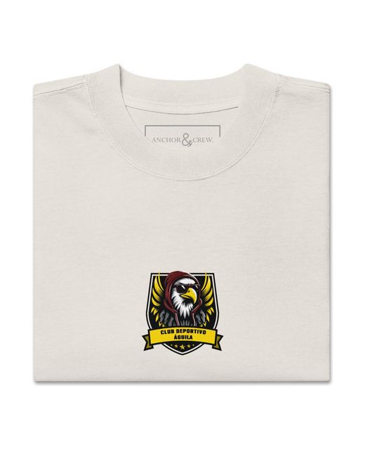 Anchor and Crew White Neutrals Faded Bone C. D. Aguila El Clasico Football Cotton Oversized T-Shirt for men