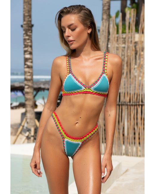 Luxsea Swimwear Blue Panama Crochet Bikini Bottom