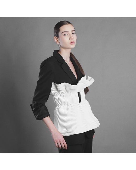 Silvia Serban White Pleated Eco-Leather Belt