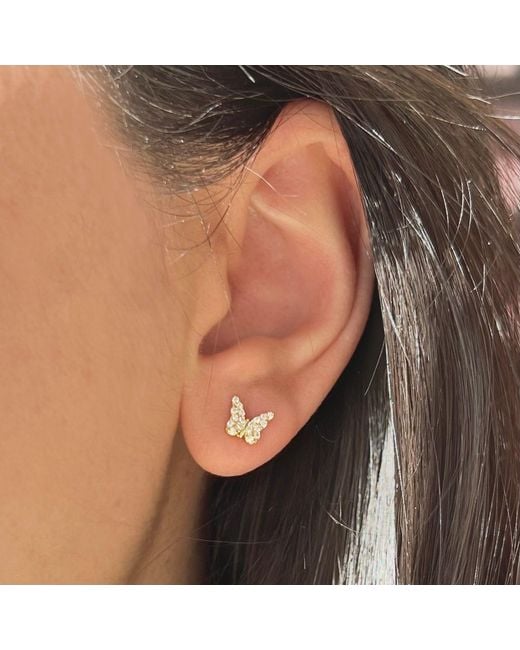 KAMARIA Metallic Butterfly Stud Earrings With Crystals
