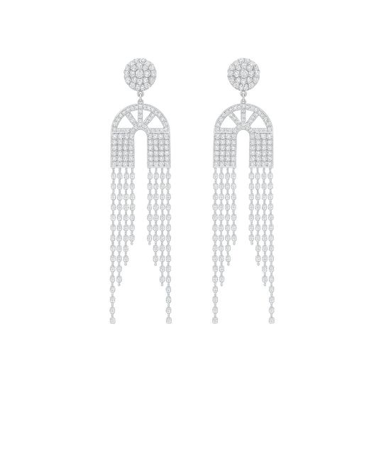 Maison De Gala White Aurora Archway Fringe Earrings