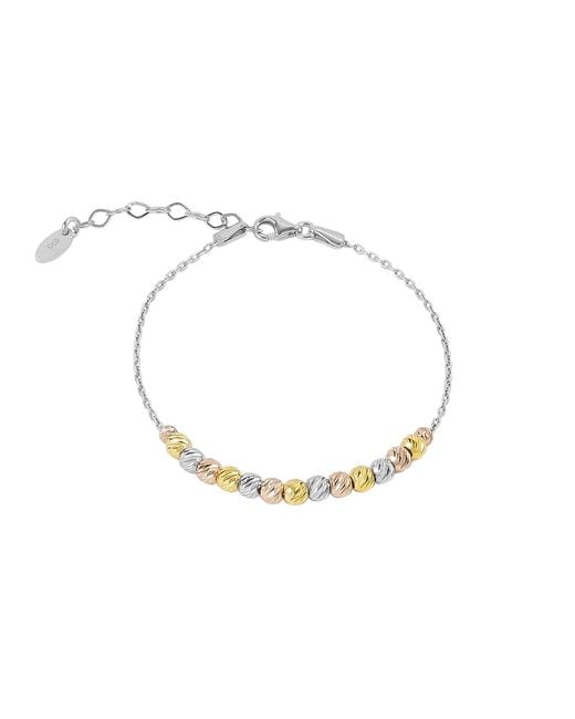 Spero London Metallic Middle Beaded 3 Rose Sterling Handmade Bracelet