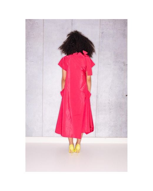 Bianca Popp Red Halves Dress With Shoulder Ribbon