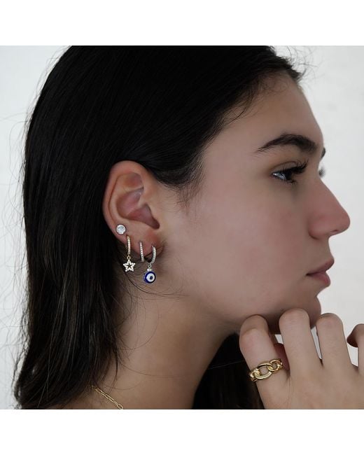 Ebru Jewelry Blue Evil Eye Sterling Silver Earrings