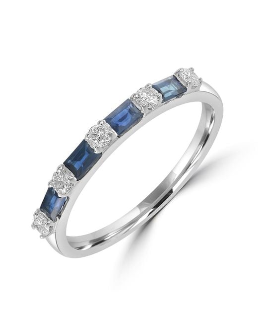 Artisan Blue Sapphire & Diamond Alternating Band Ring