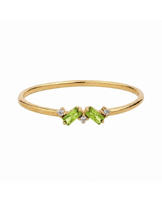 Belinda Jewelz Metallic Peridot Double Baguette Birthstone Ring