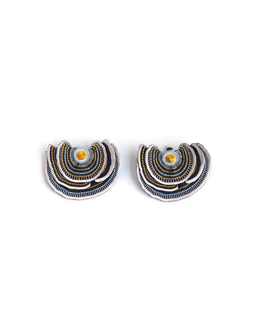 Nana Watanabe Multicolor Turkey Tail Layered Embroidered Earrings