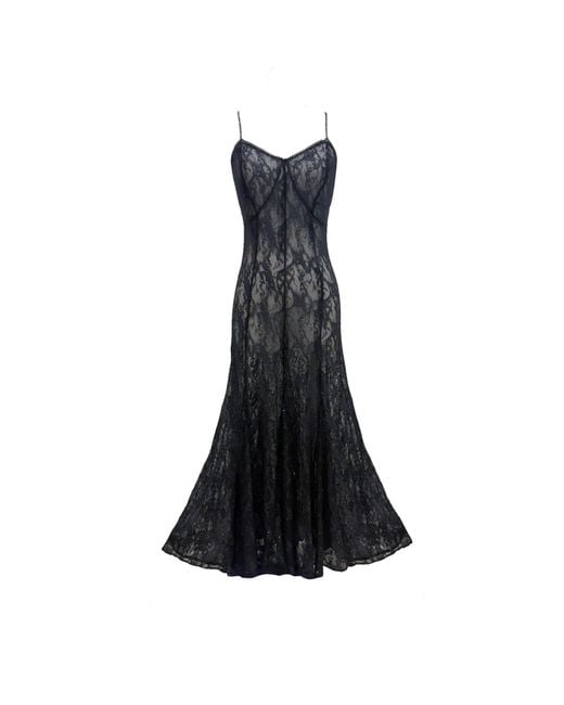 Carol Coelho Black Machu Picchu Mini Sequin Lace Long Gown