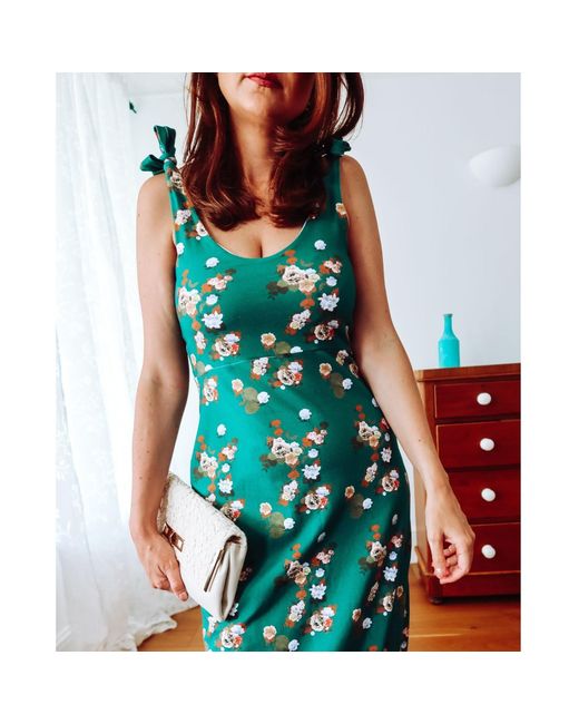 Sophie Cameron Davies Green Floral Cotton Maxi Dress