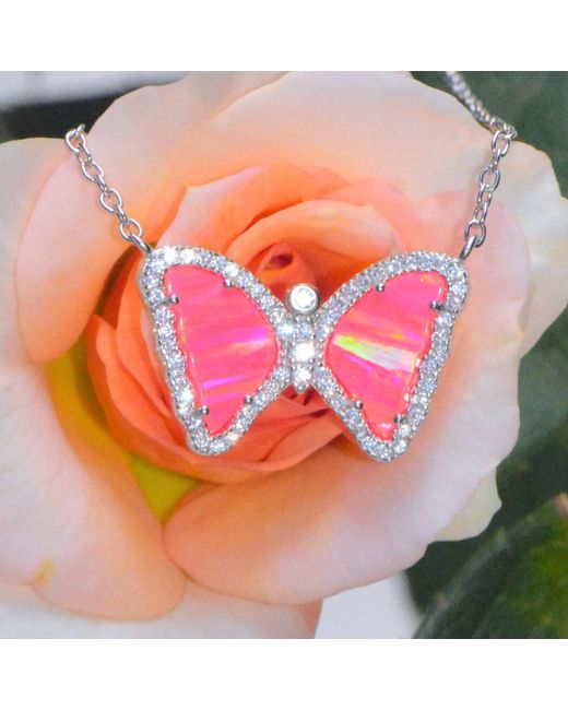KAMARIA Pink Mini Opal Butterfly Necklace