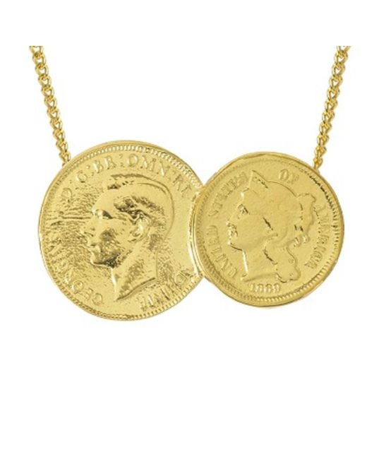 Katie Mullally Yellow American English Plated Double Coin Necklace