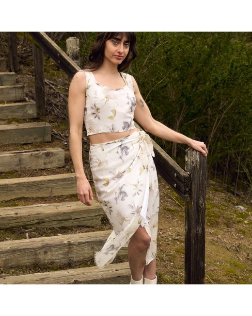Italia A Collection Natural Neutrals Floral Wrap Pencil Skirt