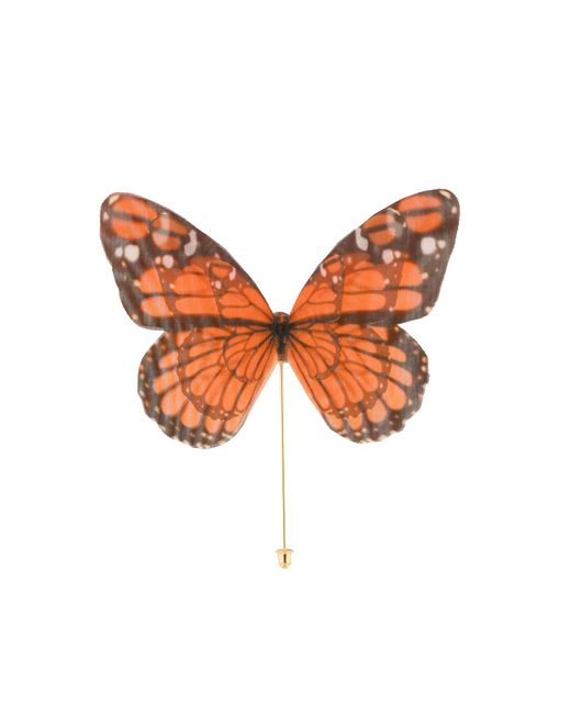 Oana Savu Orange Pin Silk Butterfly Brooch