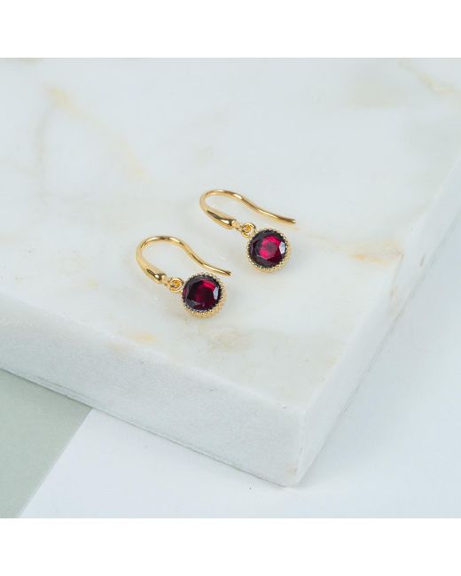Auree Jewellery Metallic Barcelona January Birthstone Hook Earrings Garnet
