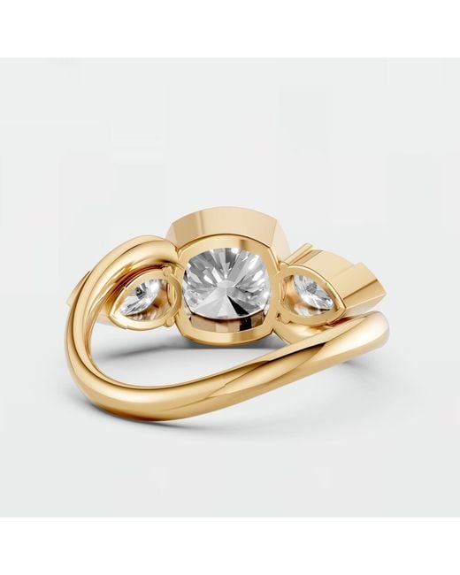 Aya Fine Jewelry Metallic Cushion Cut Lab Diamond Three Stone Ring