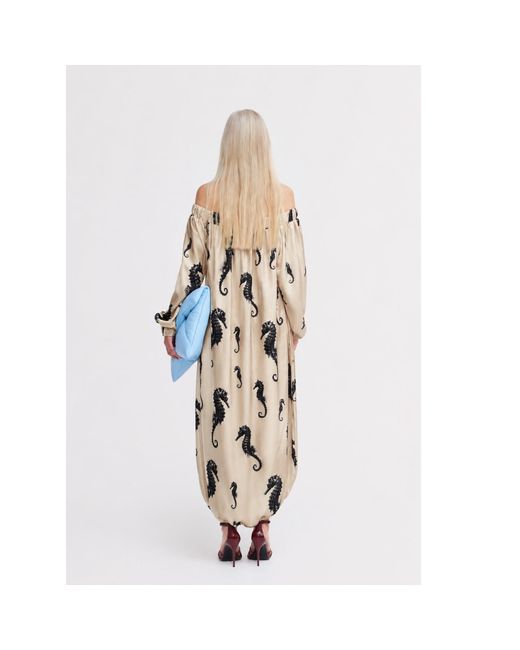 Julia Allert Natural Neutrals Ivory Off-Shoulder Seahorse Loose-Fit Dress – Capsule Edition
