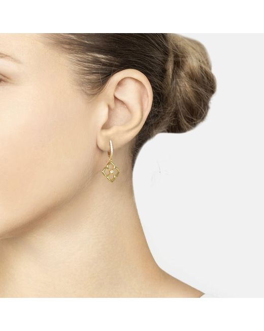 Latelita London Metallic Open Pointed Clover Flower Drop Earrings