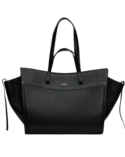 Saonara Brand Black Shopping Bag Leather