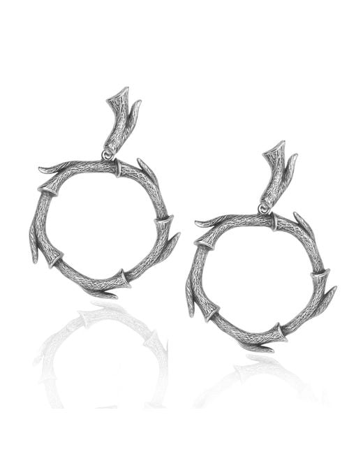 Unaloe Metallic Sterling Thorn Hoop Drop Earrings – Contemporary Statement Designer Jewelry