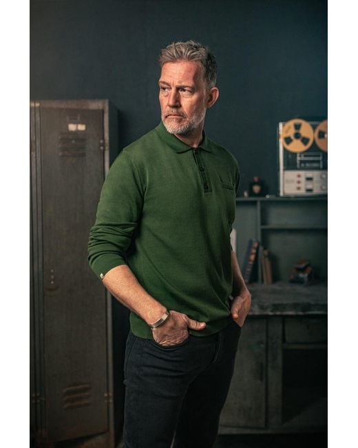 &SONS Trading Co Green Cedar Knitted Polo for men