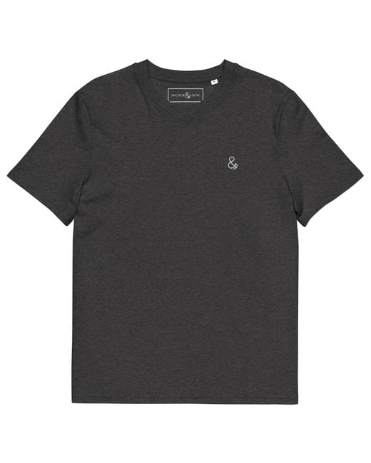 Anchor and Crew Black Heather Ampersand Signature Organic Cotton Embroidered T-Shirt for men