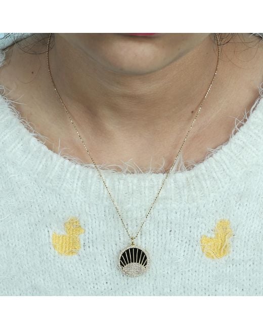 Artisan Metallic Enamel & Diamond Sunburst Pendant