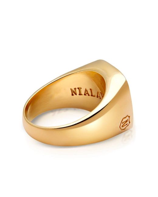 Nialaya Multicolor Signet Ring With Onyx for men