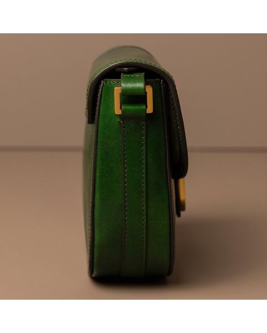 Time Resistance Green Leather Saddle Bag
