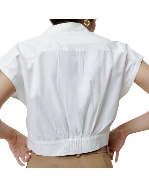 REISTOR White Oversized Crop Cotton Shirt