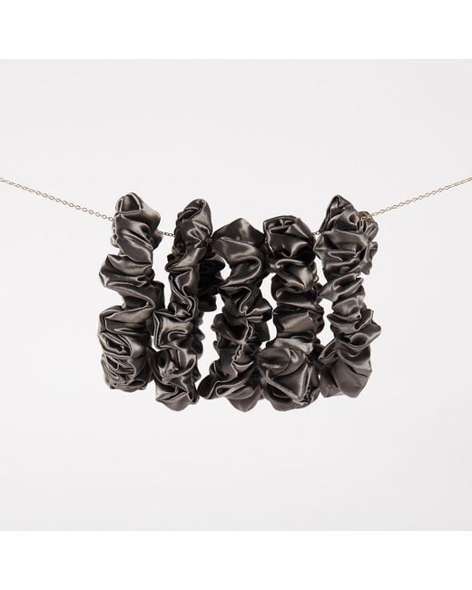 Soft Strokes Silk Metallic Pure Mulberry Silk Mini Scrunchie Set Of Five