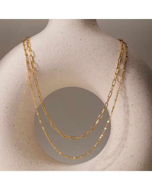 Vanhi Metallic Mini Paperclip Double Chain Necklace