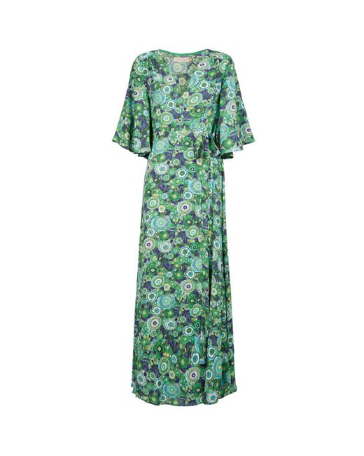 Traffic People Synthetic Floral Attic Wrap Dress In Green | Lyst