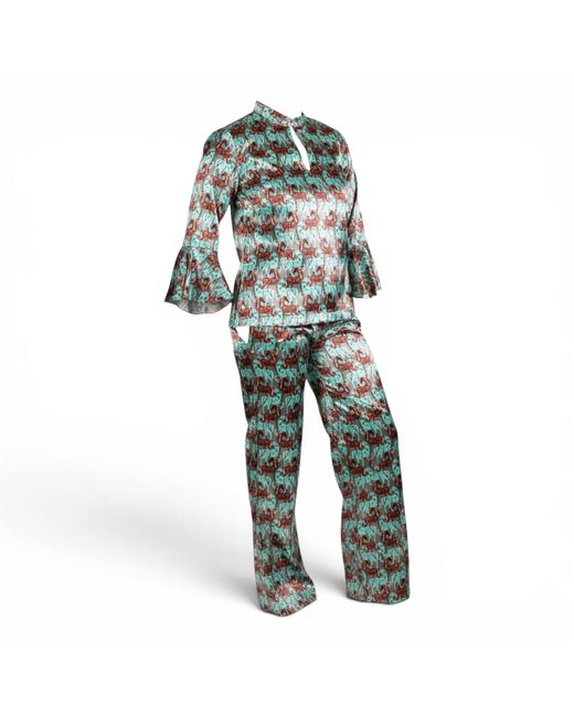 FORZA CAVALLO Green Happy Arab Satin Pajamas