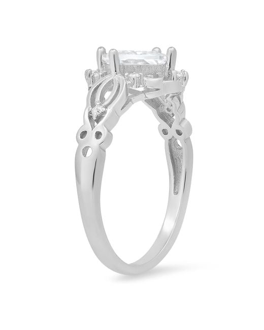 Kylie Harper Metallic Vintage Princess-Cut Diamond Cz Filigree Ring