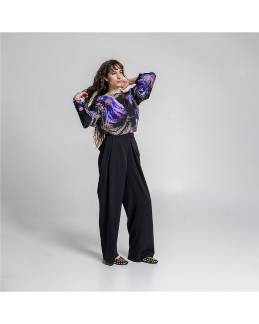 ARTISTA Black Max Wide Leg Folded Pants