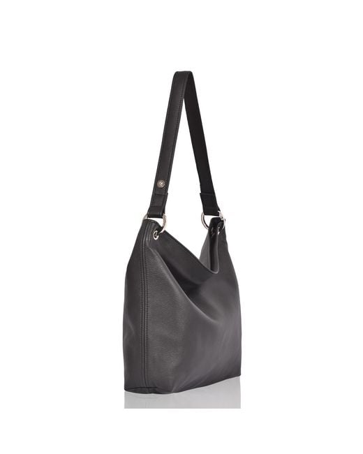 Owen Barry Black Leather Shoulder Bucket Bag Hesta