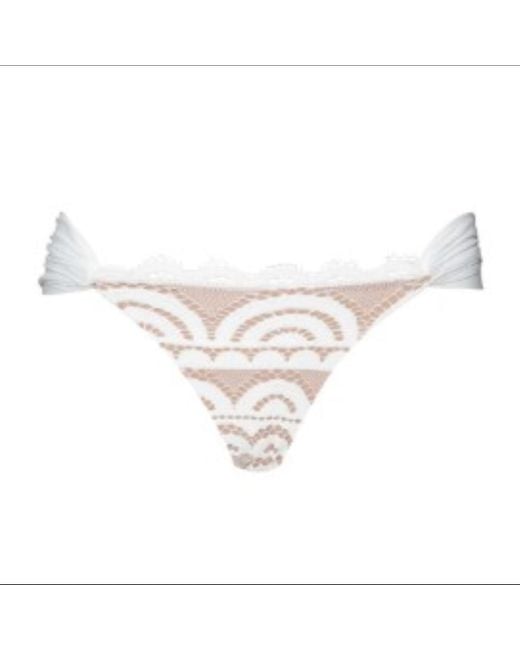 PQ Swim White Water Lily Lace Fanned Bottoms Full