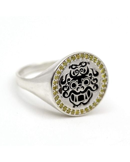 VicStoneNYC Fine Jewelry Metallic Demon Hunters Tiger Signet Ring With Natural Diamond for men