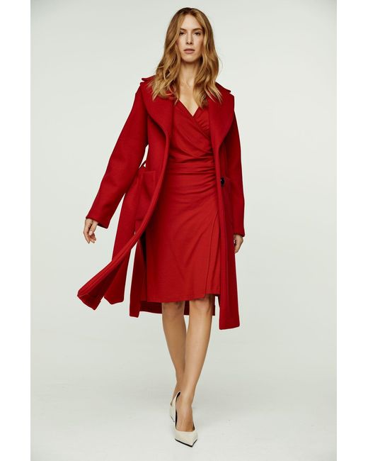 Conquista Red Faux Wrap Dress