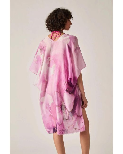 James Lakeland Pink Watercolour Floral Kaftan