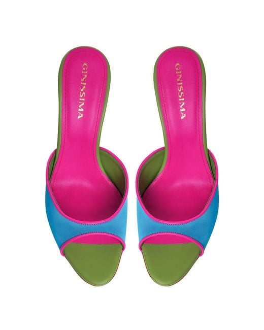 Ginissima Blue Vicky Heeled Sandals, Round Toe