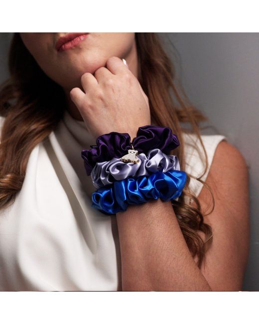 6Fiftytwo® Blue Pure Mulberry Classic Silk Scrunchies