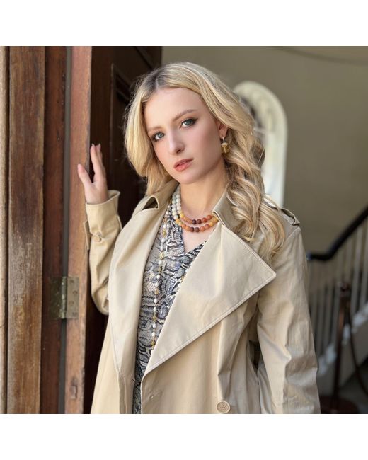 Farra Metallic Gradient Brown Jade Double Layers Necklace