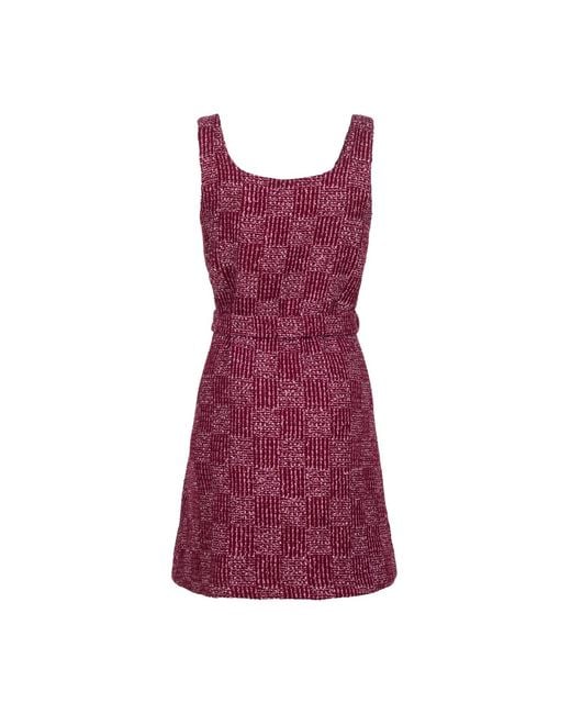 Gunda Hafner Ltd Red Burgundy Tweed Sleeveless Dress