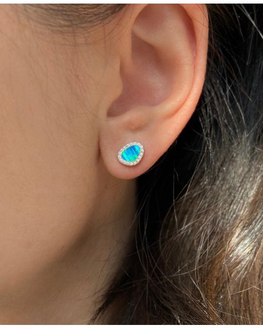 KAMARIA Blue Opal Pebble Stud Earrings