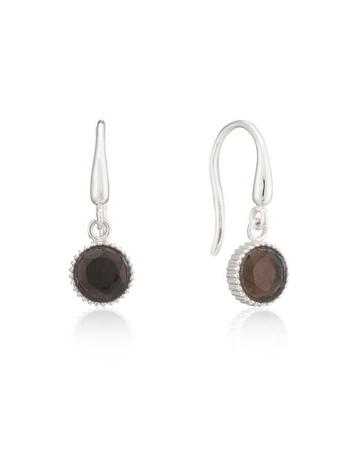 Auree Jewellery White Barcelona November Smokey Quartz Birthstone Hook Earrings