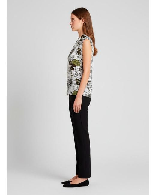Conquista Multicolor Botanical Sketch Sleeveless V-Neck Top