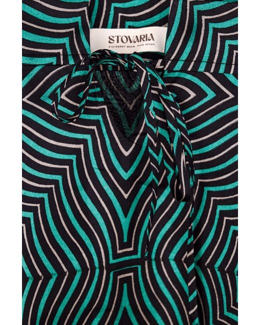 Stovaria Green Pure Silk Strappy Camisole Top With Tie Front